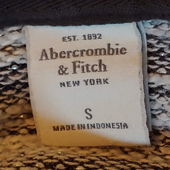 Abercrombie sparkle long sleeve crew neck zipper sweater/size S/gray wht silver - Picture 7 of 7